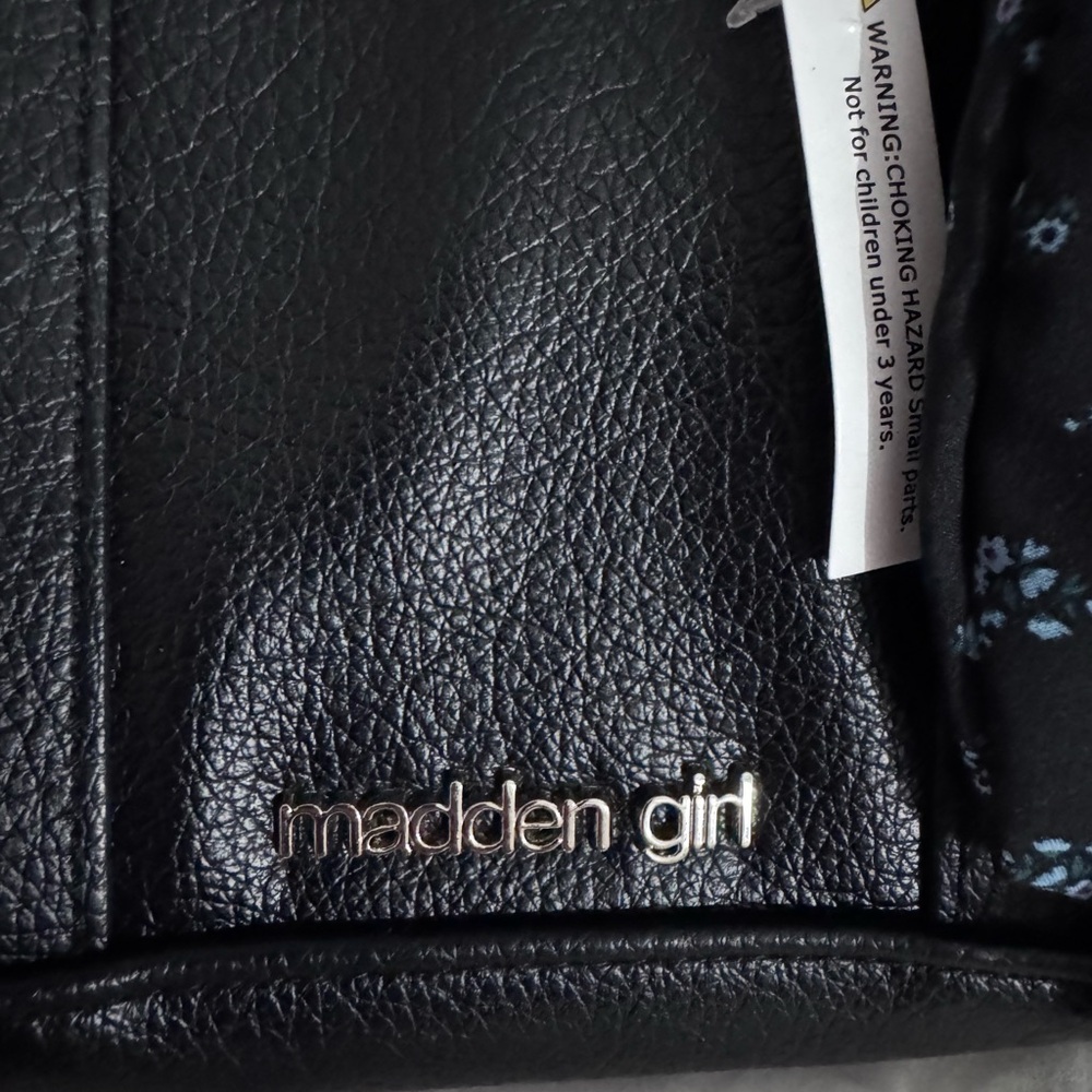 Madden Girl Black Faux Leather Logo Tote